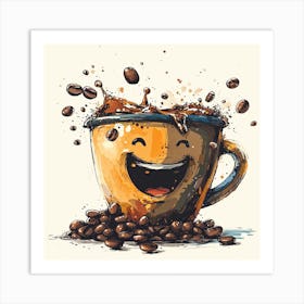 Coffee Cup With Smiley Face Art Print