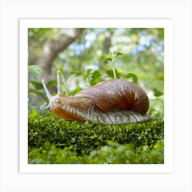 Snail On Moss Art Print