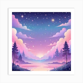 Sky With Twinkling Stars In Pastel Colors Square Composition 258 Art Print