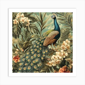 Peacock In The Garden Art Print