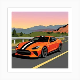 Orange Sports Car Art Print