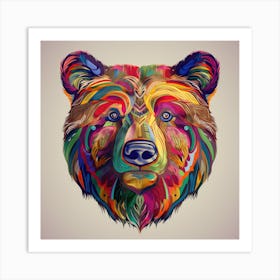 Colorful Bear Head 1 Affiche