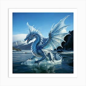 Firefly Dragon, Ice, Translucent, Wings, Snowflake, Patterns, Breathing, Icy, Winds, Frozen, Lake, M (11) Art Print