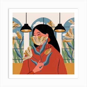 Girl In Love Square Art Print