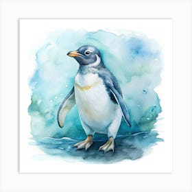 Penguin Watercolor Painting Art Print