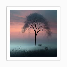 Lone Tree At Sunset Art Print