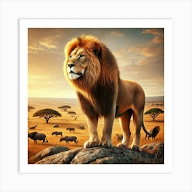 Lion In The Savannah 42 Art Print