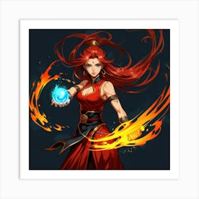 Chinese Girl With Fire Art Print