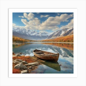 Boat On The Lake 3 Art Print