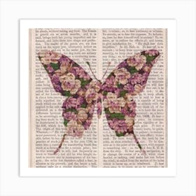 Butterfly On A Book Page Art Print