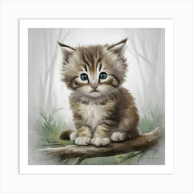 Kitten In The Woods Art Print