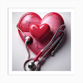 Heart And Stethoscope Art Print