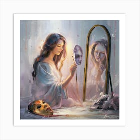 Woman In A Mirror 1 Art Print