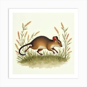 Rat In Grass Art Print