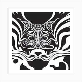 Print Of Racadogephantlion On Paper With Random Curvy Lines Black And White Still Digital art Art Print