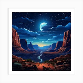 National Park Grand Canyon At Nigth Art Print