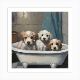 Puppies In A Tub 2 Art Print