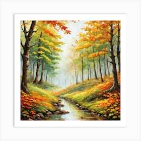 Forest In Autumn In Minimalist Style Square Composition 354 Art Print