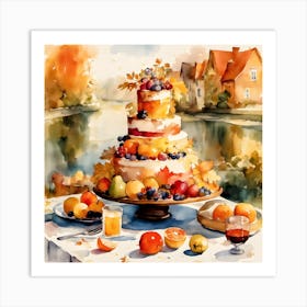 Watercolor Of A Cake Art Print