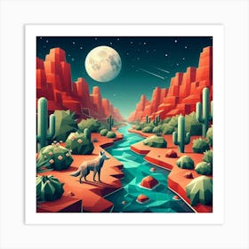 Low Poly Desert Landscape 3 Art Print