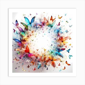 Colorful Butterflies In A Circle 1 Art Print