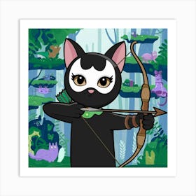 An Illustration Of A Black Cat With A Wh Ciz9pdsxrsug4tesexhyyg 19nfbb6 Txyp Luuvsewig Art Print