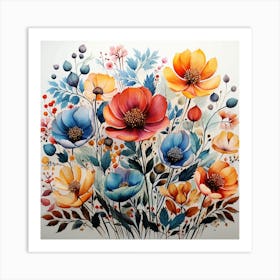 Watercolor Flowers 1 Art Print