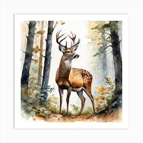 Deer In The Woods 69 Art Print