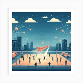 Illustration Of A City Art Print