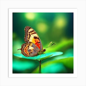 Butterfly On A Leaf Art Print