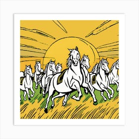 Horses In The Sun Art Print