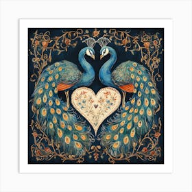 Peacocks In Love 2 Art Print