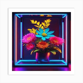 Neon Flowers 2 Art Print