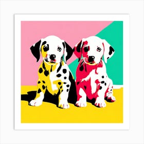 Dalmatian Pups, This Contemporary art brings POP Art and Flat Vector Art Together, Colorful Art, Animal Art, Home Decor, Kids Room Decor, Puppy Bank - 152nd Art Print