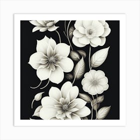 Black And White Flowers 6 Art Print
