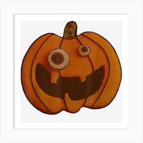 Cute Halloween Wiggly Eyes Jack O Lantern Pumpkin Cookie Art Print