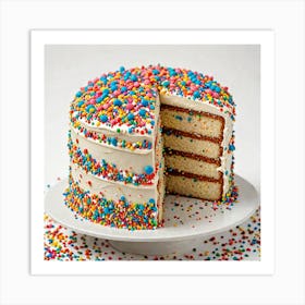 Funfetti Cake A Funfetti Cake Bursting With Colorful Sprinkles Inside And Out With A Rich Buttercrea 2456036478 Art Print