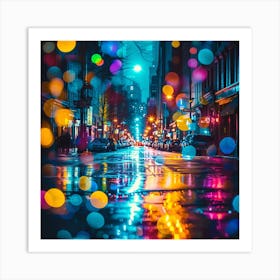 Bokeh City Night Art Print