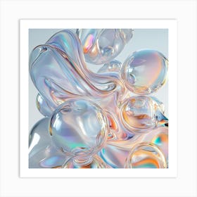 3D Rendering Of Bubbles Art Print