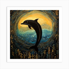 Dolphin At Night Art Print