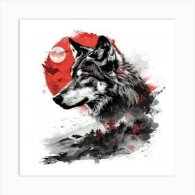 Wolf In The Moonlight 4 Art Print