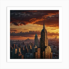 Sunset In New York City 1 Art Print