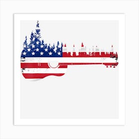 American Flag Guitar 4th Of July Patriotic Art Print