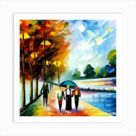 People Walking The Thames Path Art Print