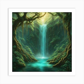 Waterfall In The Forest 14 Art Print