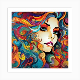 Colorful Woman'S Face 3 Art Print