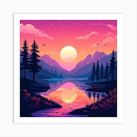 Sunset Landscape Art Print