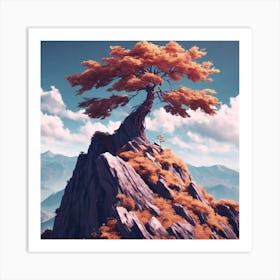 Tree On Top Of A Mountain 1 Art Print