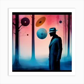 The Private Detective Captured In A Cinematic Shot Delves Into A Noir Mystery Amidst Watercolor Dreams Art Print