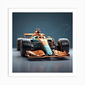 Orange Racing Car Art Print
